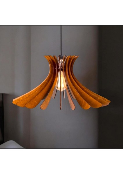 Bumerang Modern Tasarım Doğal Ahşap Mdf 3D Rustik Ahşap Avize Ahşap Aydınlatma