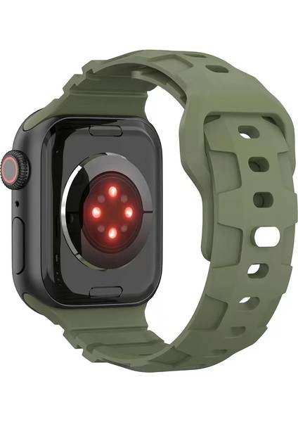 Apple Watch Seri 10 Uyumlu 46 mm Kauçuk Silikon Desenli Kordon