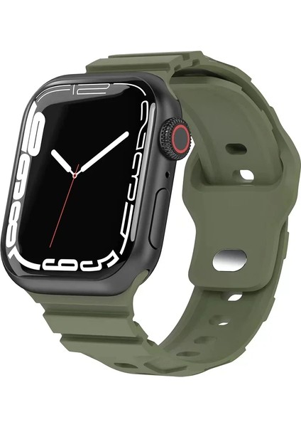 Apple Watch Seri 10 Uyumlu 46 mm Kauçuk Silikon Desenli Kordon