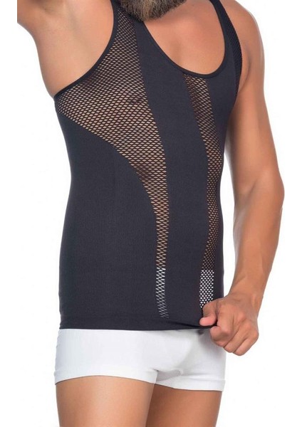 Mulvxbrf BRF02 Siyah E1009 Fileli Erkek Korse Atlet (Mulvix)