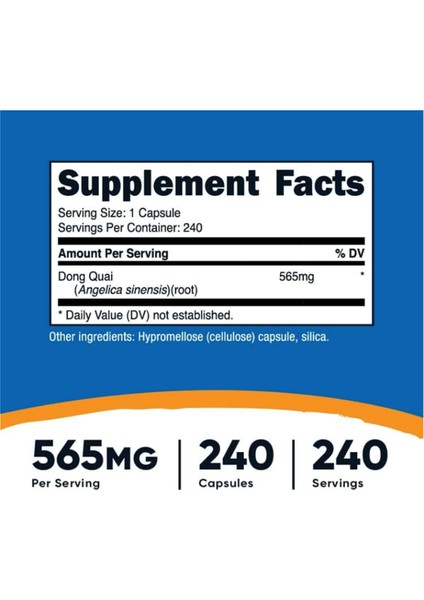 Nutricost, Dong Quai, 565 Mg, 240 Capsul