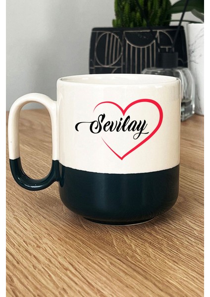 Kişiye Özel Kalpli Isim Yazılı Pro Kupa Bardak Siyah Sevgililer Günü Hediyesi