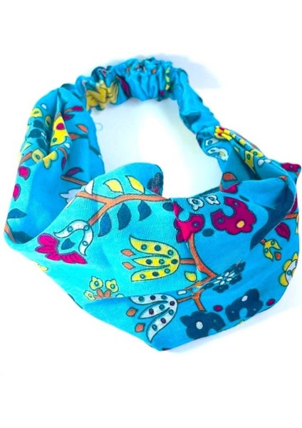 Kadın Çini Desenli Paraşüt Lastikli Bandana, Lastikli Saç Bandı, Bandana