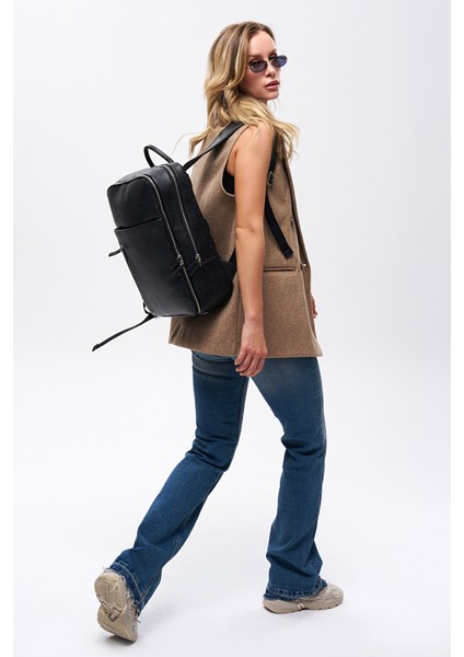 Organizer Premium Deri Sırt Laptop Çantası Unisex