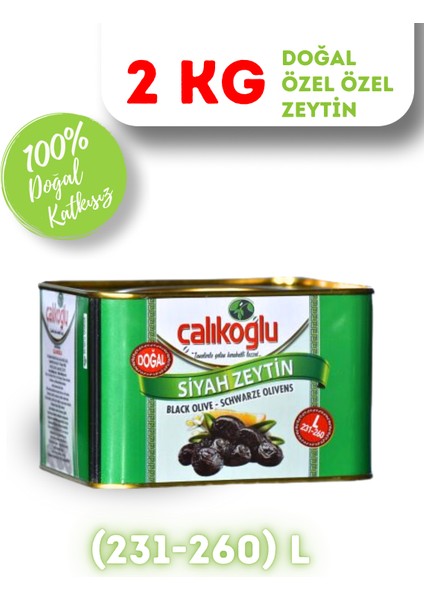 Doğal Gemlik Özel Özel Siyah Zeytin 2 kg (231-260) L