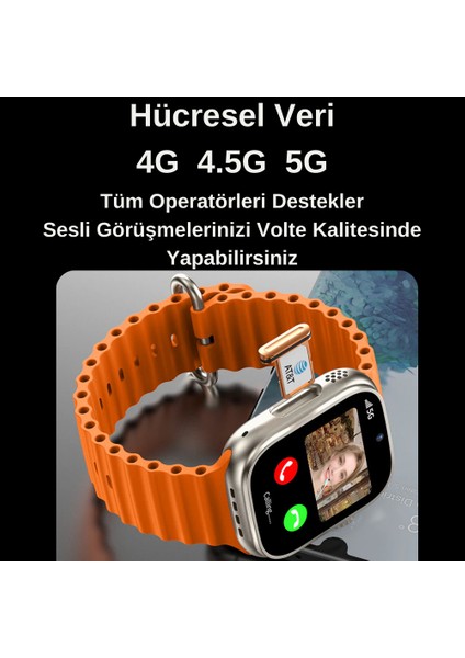 Watch Ultra 2 64GB Hafızalı Kameralı 4g, 5g Sim Kartlı Akıllı Saat Gps, Wifi, Yotube, Google Play, Çocuk Huawei Iphone Uyumlu 8, 9, 10