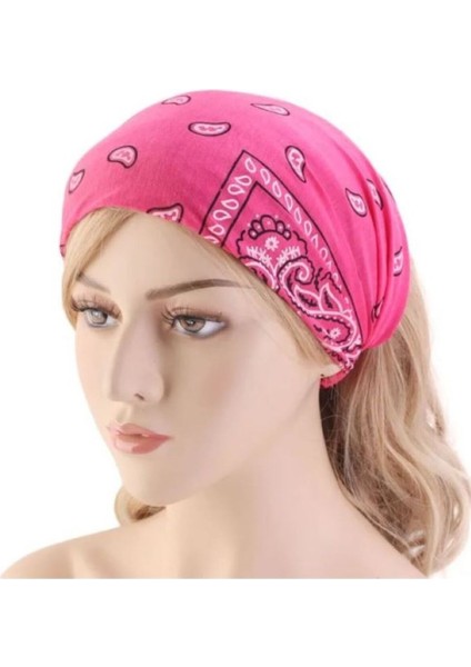 Lacivert Etnik Desenli Bandana
