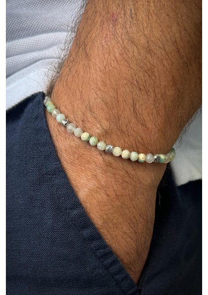 925 Ayar Gümüş ve Kuvars Doğal Taşlı Çok Renkli Erkek Bileklik FRJ12334-3334-CK fiyatları