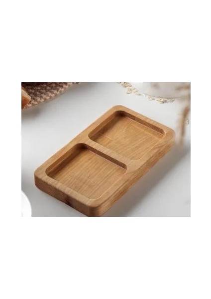 Bambu 2 Bölmeli Sunum Tabağı Kahvaltılık , Çerezlik, Sunumluk , Çay Bardağı Yanı Sunumluk , Bambu