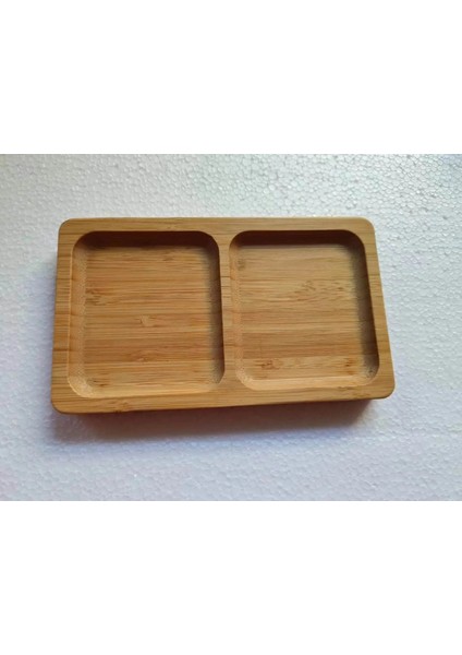 Bambu 2 Bölmeli Sunum Tabağı Kahvaltılık , Çerezlik, Sunumluk , Çay Bardağı Yanı Sunumluk , Bambu