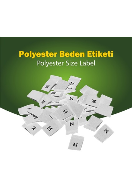 Giyim Etiketi / M Beden Beyaz Renk Polyester Dokuma Orta Katlama - 100 Adet
