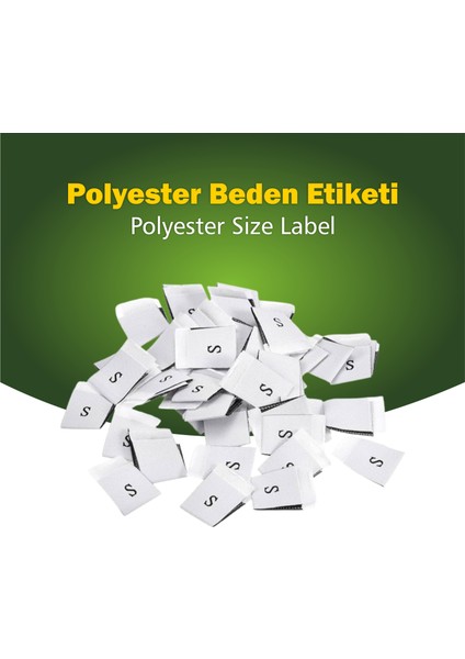 Giyim Etiketi / S Beden Beyaz Renk Polyester Dokuma Orta Katlama - 100 Adet