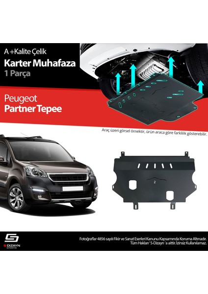 S-Dizayn Peugeot Partner Tepee Çelik Karter Muhafaza 2008-2018 A+ Kalite