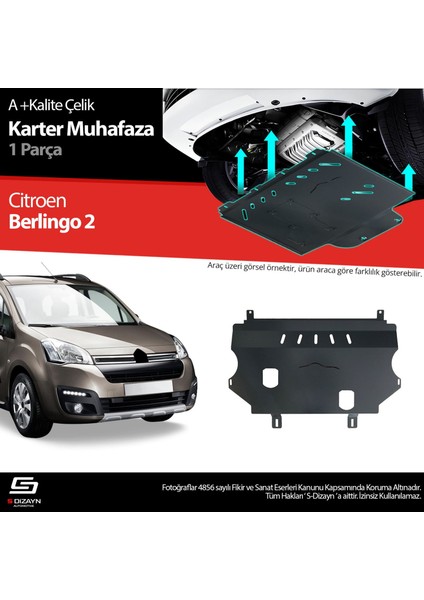 S-Dizayn Citroen Berlingo Çelik Karter Muhafaza 2008-2018 A+ Kalite