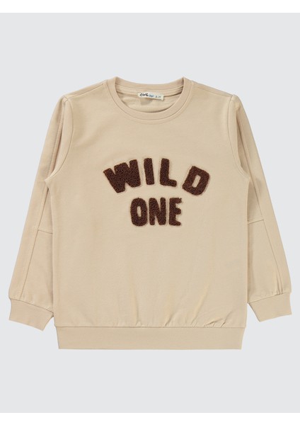 Erkek Çocuk Sweatshirt 6-9 Yaş Taş Rengi