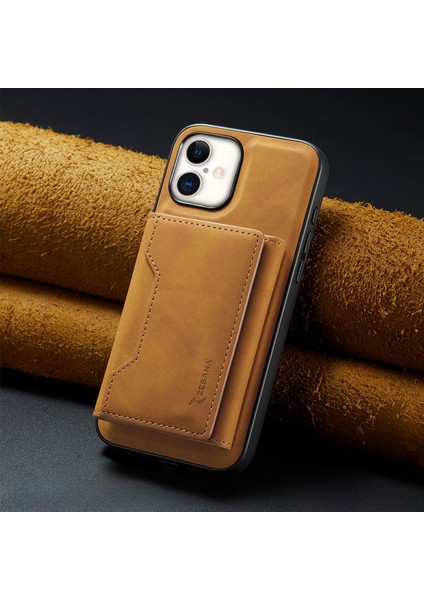 Apple iPhone 16 Uyumlu Kılıf Zebana 2in1 Elite Class Cüzdanlı Deri Kılıf Kahverengi
