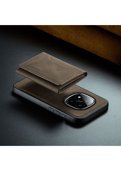 Xiaomi Redmi Note 14 Pro Plus Uyumlu Kılıf Zebana 2in1 Elite Class Cüzdanlı Deri Kılıf Koyu Kahverengi fiyatları