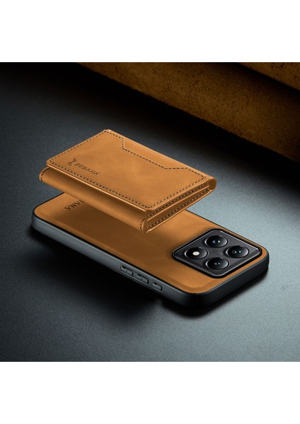 Xiaomi Mi 14T Pro Uyumlu Kılıf Zebana 2in1 Elite Class Cüzdanlı Deri Kılıf Kahverengi fiyatları