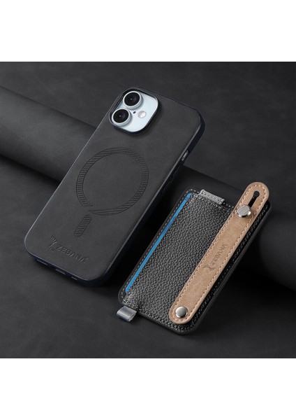 Apple iPhone 16 Plus Uyumlu Kılıf Zebana 2in1 Best Deri Kılıf Siyah