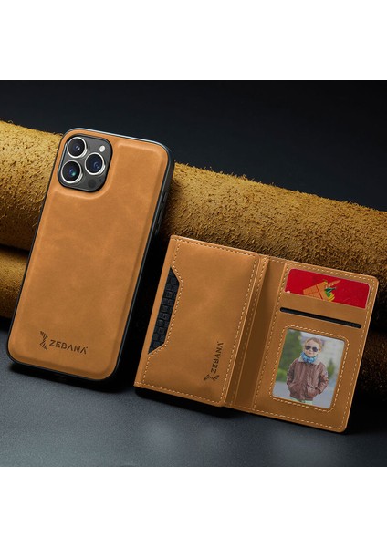 Apple iPhone 16 Pro Uyumlu Kılıf Zebana 2in1 Elite Class Cüzdanlı Deri Kılıf Kahverengi modelleri