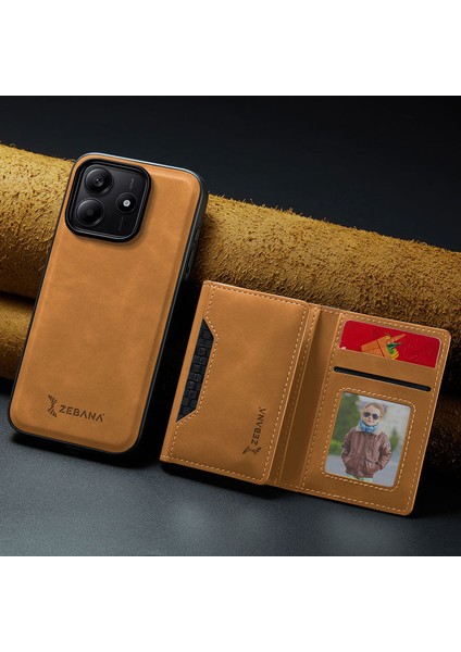 Xiaomi Redmi Note 14 Uyumlu Kılıf Zebana 2in1 Elite Class Cüzdanlı Deri Kılıf Kahverengi