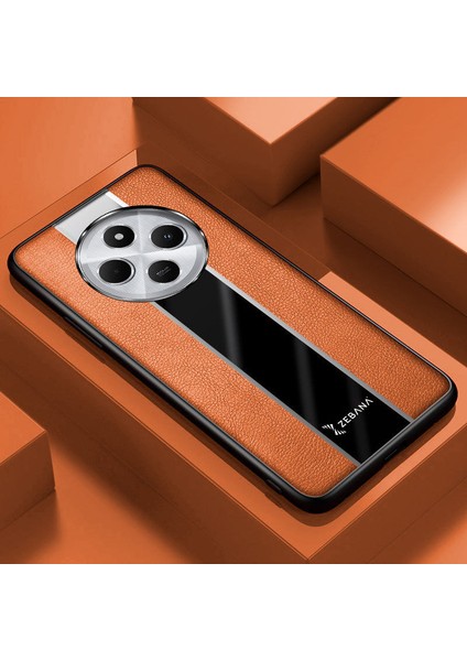 Xiaomi Redmi 14C Uyumlu Kılıf Zebana Premium Deri Kılıf Kahverengi