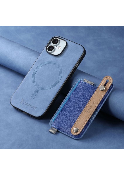 Apple iPhone 16 Uyumlu Kılıf Zebana 2in1 Best Deri Kılıf Mavi