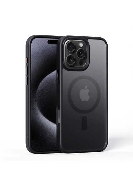 Apple iPhone 16 Pro Max Uyumlu Kılıf Zebana Fros Silikon Kılıf (Kablosuz Şarj Destekli) Siyah
