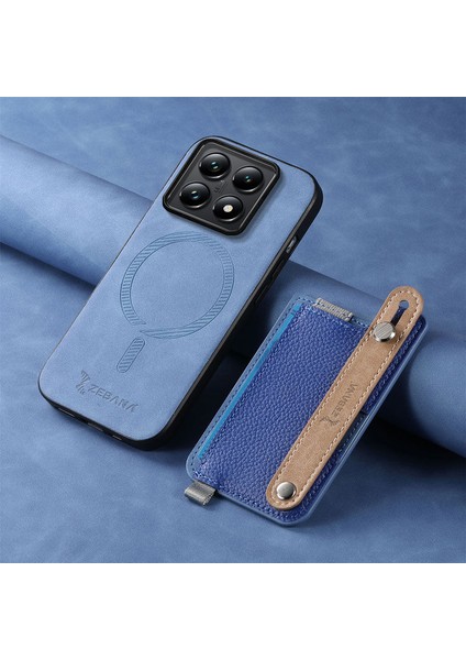 Xiaomi Mi 14T Uyumlu Kılıf Zebana 2in1 Best Deri Kılıf Mavi