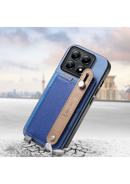 Xiaomi Mi 14T Uyumlu Kılıf Zebana 2in1 Best Deri Kılıf Mavi