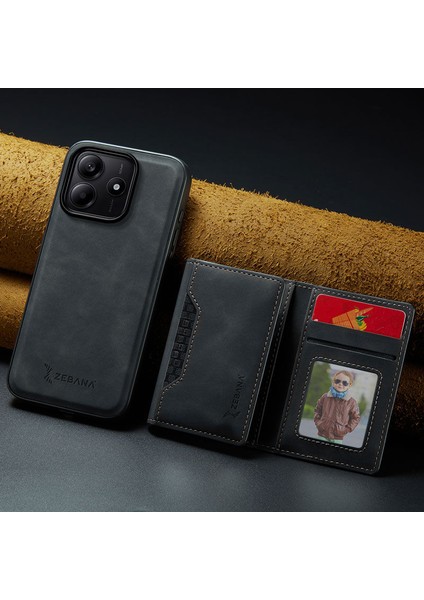 Xiaomi Redmi Note 14 Uyumlu Kılıf Zebana 2in1 Elite Class Cüzdanlı Deri Kılıf Siyah