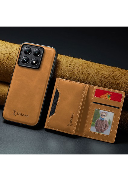 Xiaomi Mi 14T Uyumlu Kılıf Zebana 2in1 Elite Class Cüzdanlı Deri Kılıf Kahverengi
