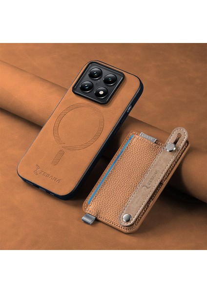 Xiaomi Mi 14T Uyumlu Kılıf Zebana 2in1 Best Deri Kılıf Kahverengi