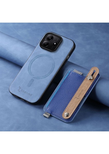 Xiaomi Redmi Note 14 Uyumlu Kılıf Zebana 2in1 Best Deri Kılıf Mavi