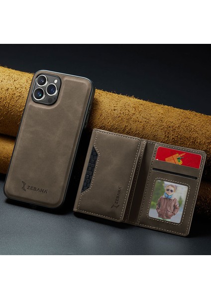 Apple iPhone 16 Pro Uyumlu Kılıf Zebana 2in1 Elite Class Cüzdanlı Deri Kılıf Koyu Kahverengi modelleri