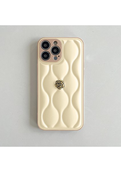 Apple iPhone 16 Pro Uyumlu Kılıf Zebana Camellia Deri Kılıf Bej