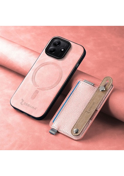 Xiaomi Redmi Note 14 Uyumlu Kılıf Zebana 2in1 Best Deri Kılıf Pembe