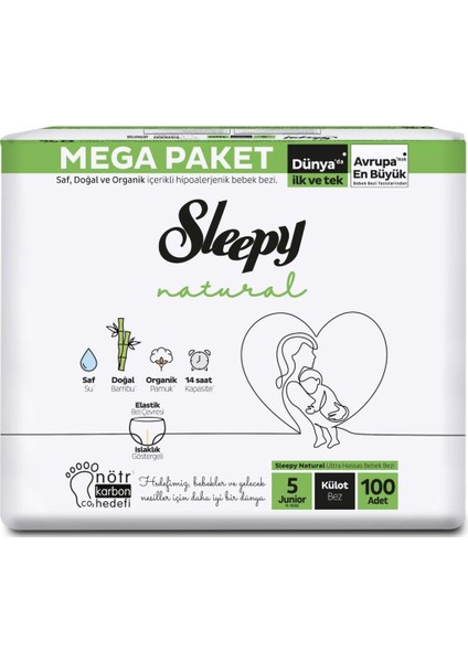 Natural Külot Bez Mega Paket 5 Beden 11-18 kg 100 Adet