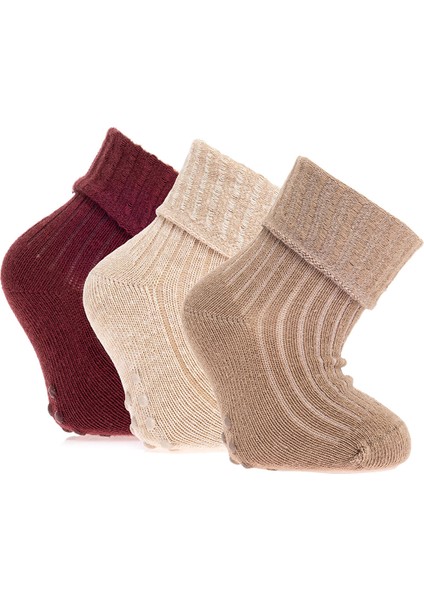 HelloBaby Unisex Kaşkorse Düz Renk 3lü Kıvrık Çorap Unisex