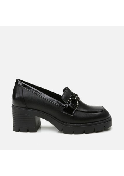 01ayh294720a100 Deri Siyah Kadın Loafer