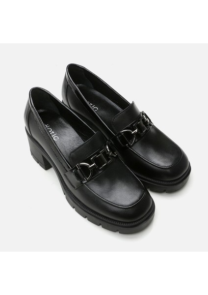 01ayh294720a100 Deri Siyah Kadın Loafer