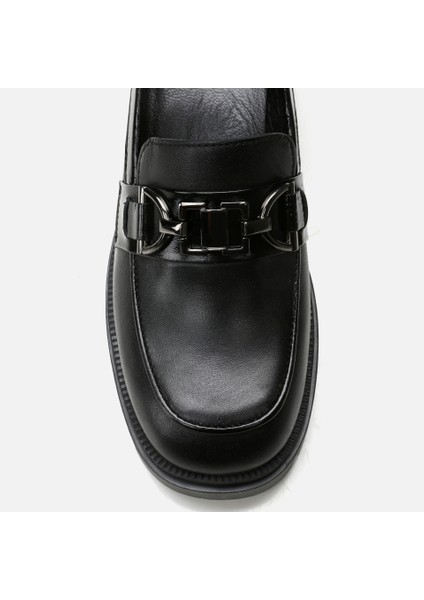 01ayh294720a100 Deri Siyah Kadın Loafer