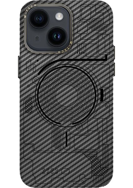 Apple iPhone 14 Pro Max Kılıf Mekanik Görünümlü Wireless Şarj Destekli Magsafe Mekanik Kapak