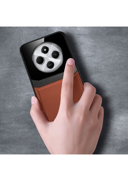 Xiaomi Redmi 14C Uyumlu Kılıf Lens Deri Kılıf Kahverengi modelleri