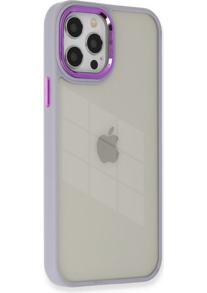 Apple iPhone 12 Pro Max Kılıf Kenarı Silikon Arkası Darbelere Karşı Sert Pc Dora Kapak