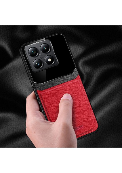 Xiaomi Mi 14T Pro Uyumlu Kılıf Lens Deri Kılıf Kırmızı