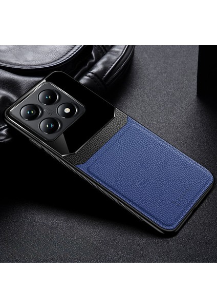 Xiaomi Mi 14T Pro Uyumlu Kılıf Lens Deri Kılıf Lacivert