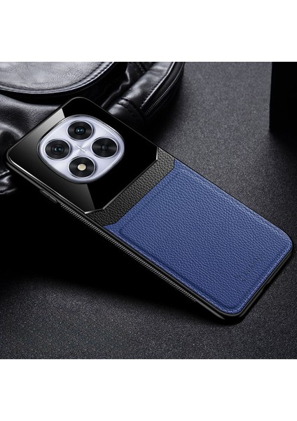 Xiaomi Redmi Note 14 Pro Uyumlu Kılıf Lens Deri Kılıf Lacivert