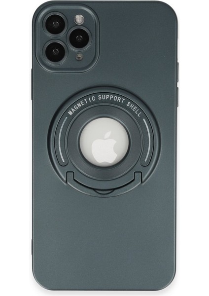 Apple iPhone 11 Pro Max Kılıf Stand Özellikli Wireless Şarj Destekli Lens Korumalı Magsafe Lukka Kapak