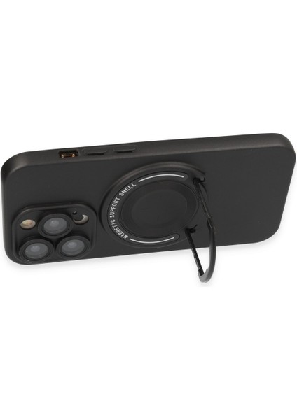 Apple iPhone 14 Pro Kılıf Stand Özellikli Wireless Şarj Destekli Lens Korumalı Magsafe Lukka Kapak